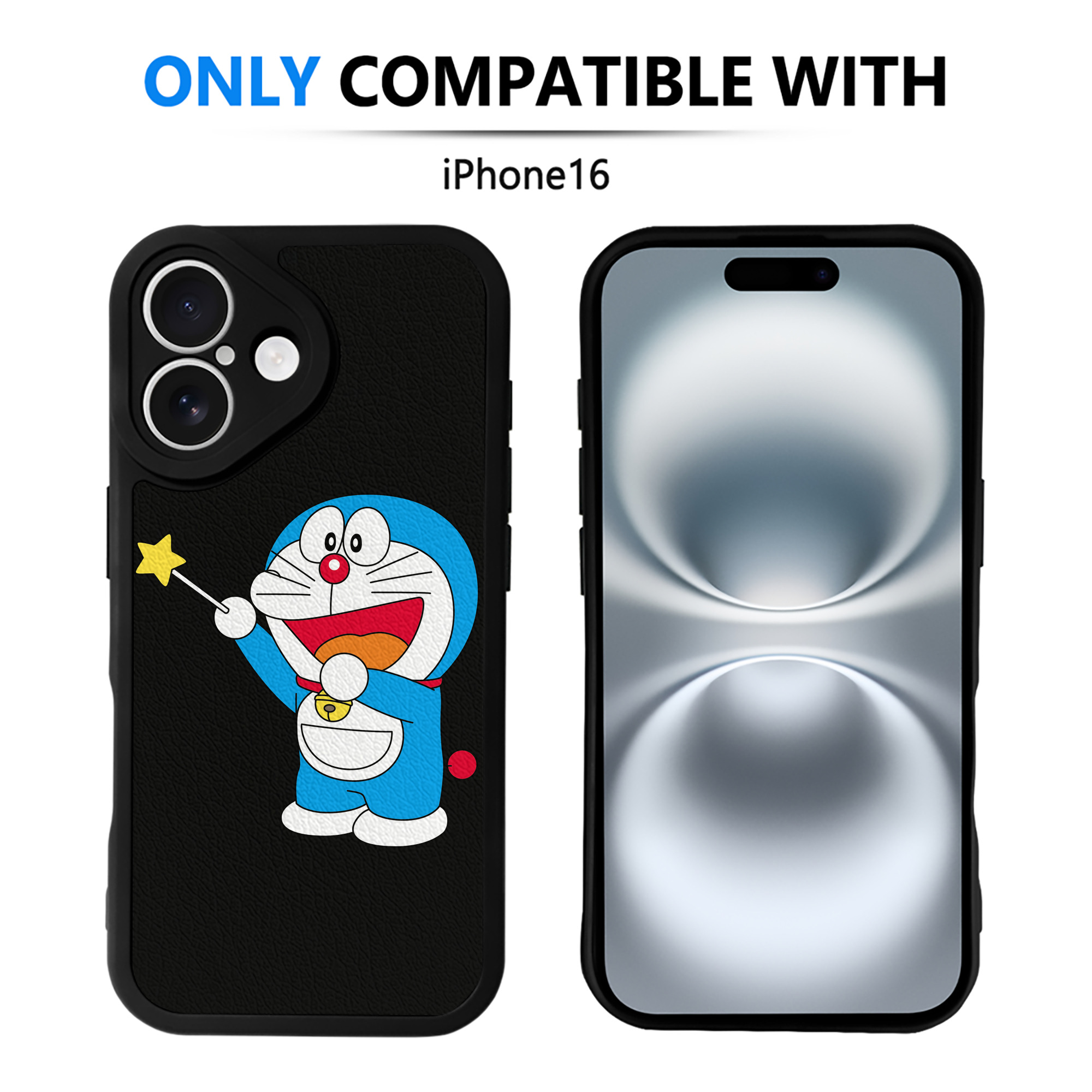 （画像用） ドラえもん Doraemon 【iPhone 16シリーズ対応】シリコンスマホケース（レザー調） 材質：シリコン